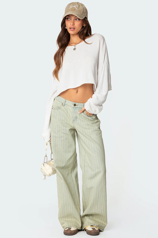 Textured Low Rise Jeans